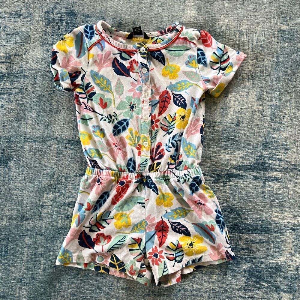 Kids Nautica Tropical Multicolor Leaf Print Romper Size 4